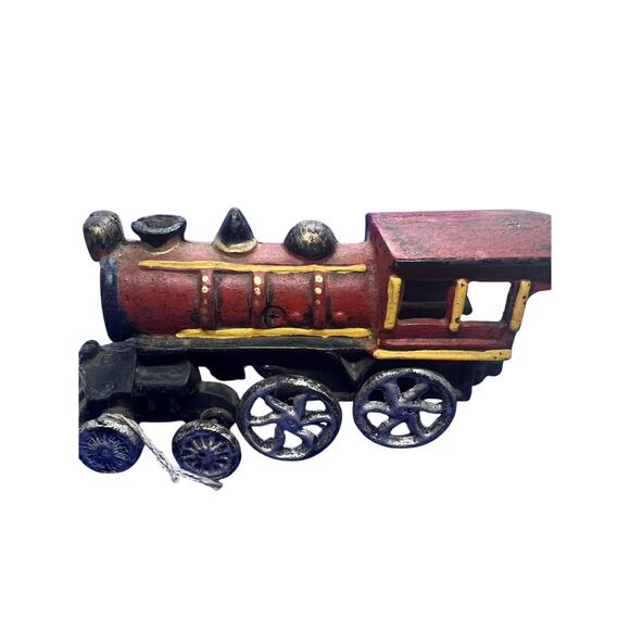 Vintage Cast Iron Locomotive Train Red Black Paint Antique Toy Train Engine - Picture 5 of 13